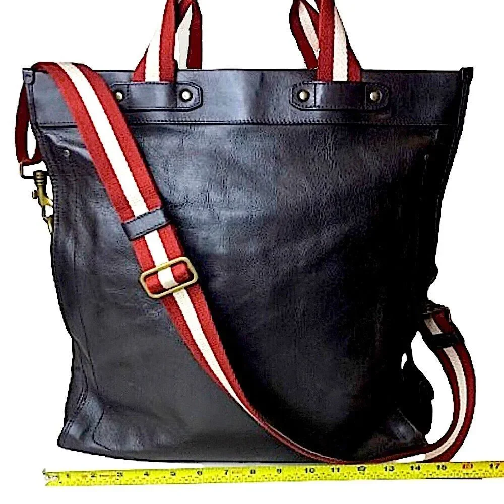 BALLY Brown Leather Trainspotting Work Bag Red Stripe Adjustable Shoulder Strap - Picture 15 of 16